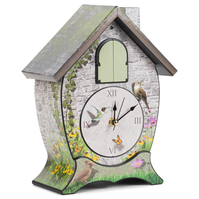 Mark Feldstein Garden Cottage Singing Cardinal Tabletop Wall Sound Cuckoo Clock