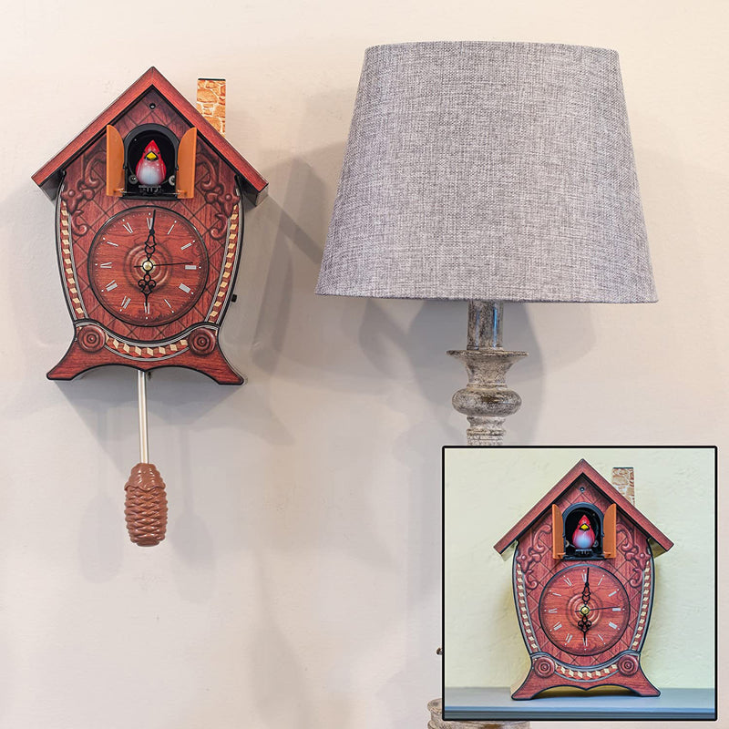 Traditional Chalet Style Singing Cardinal Tabletop Wall Sound Cuckoo Clock