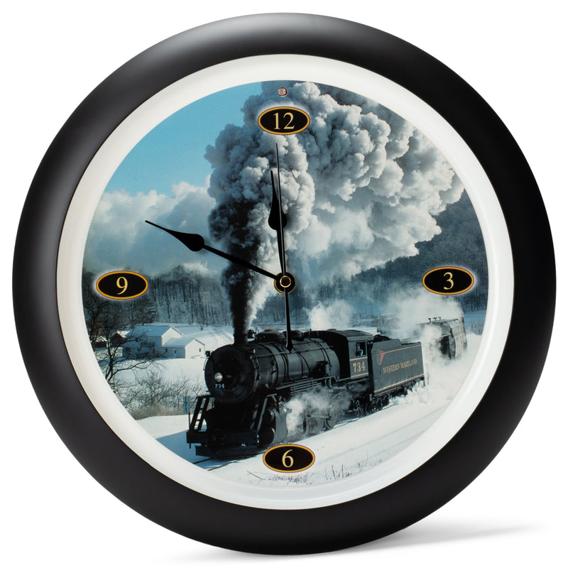 Mark Feldstein Locomotive Legends Steam Engine Train Sound 13 Inch Wall Clock