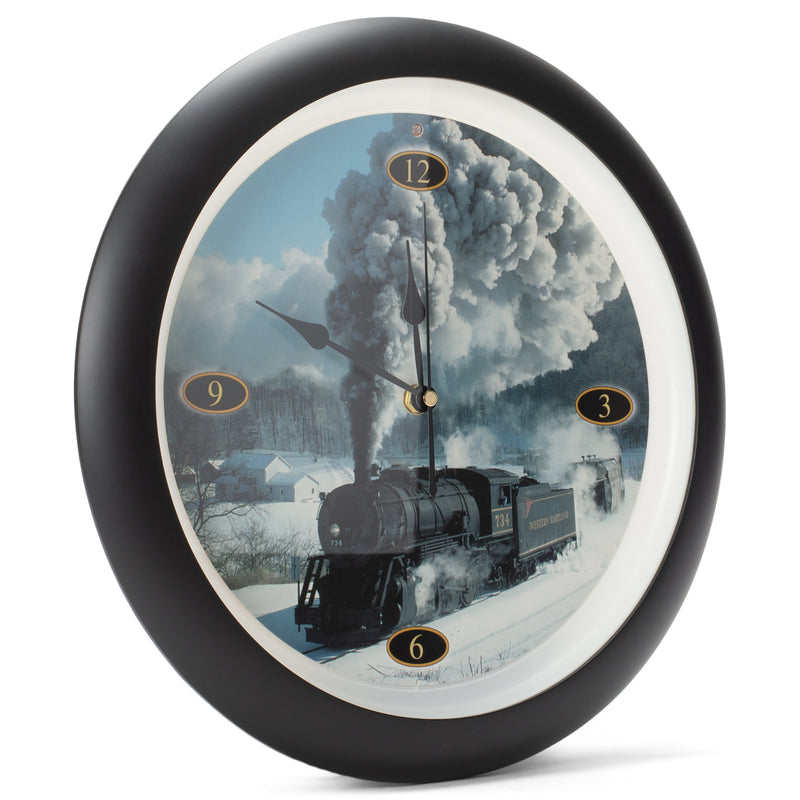 Mark Feldstein Locomotive Legends Steam Engine Train Sound 13 Inch Wall Clock
