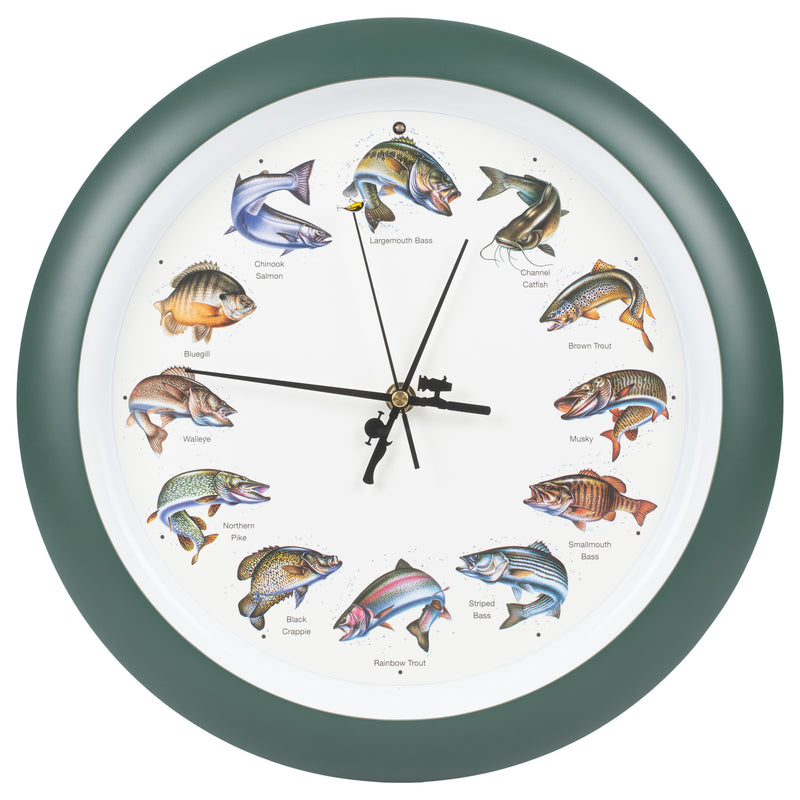 Mark Feldstein Splashing Gamefish Hourly Fishing Sounds Wall/Desk Clock, 13 Inch