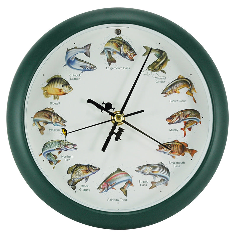 Mark Feldstein Splashing Gamefish Hourly Fishing Sounds Wall/Desk Clock, 8 Inch