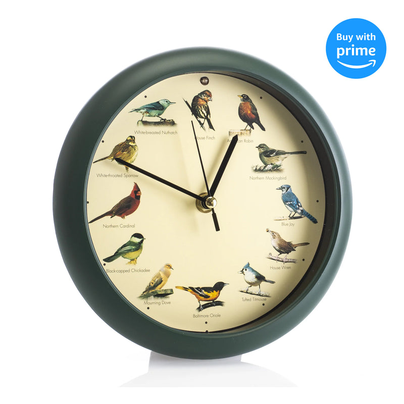 Mark Feldstein & Associates Original Singing Bird Wall/Desk Clock, 8 Inch