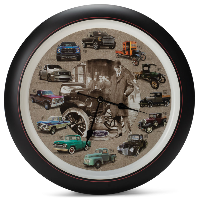 Mark Feldstein History of Ford Trucks Model T - F150 Sound Wall Clock, 13 Inch