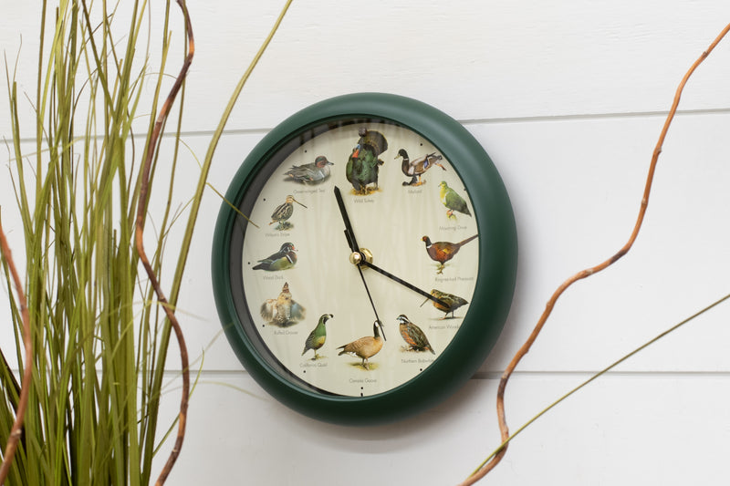 Singing Wild Game Birds of North America Hunting Wall Sound Clock, 13 Inch