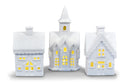 Mark Feldstein & Associates Village with Trees White 6 inch Unglazed Porcelain Holiday Figurines 7 Piece Set