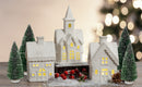 Mark Feldstein & Associates Village with Trees White 6 inch Unglazed Porcelain Holiday Figurines 7 Piece Set