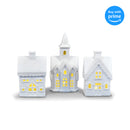 Mark Feldstein & Associates Village with Trees White 6 inch Unglazed Porcelain Holiday Figurines 7 Piece Set