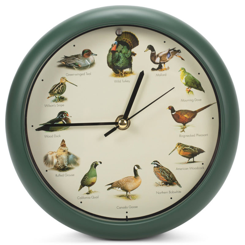 Mark Feldstein & Associates Singing Wild Game Birds of North America Hunting Wall/Desk Sound Clock, 8 Inch