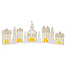 Mark Feldstein & Associates Village White Glitter 12 inch Porcelain LED Holiday Figurines 9 Piece Set