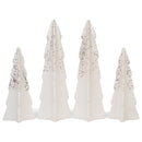 Mark Feldstein & Associates Village White Glitter 12 inch Porcelain LED Holiday Figurines 9 Piece Set