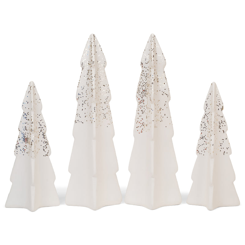 Mark Feldstein & Associates Village White Glitter 12 inch Porcelain LED Holiday Figurines 9 Piece Set