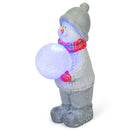 Snowman Holding LED Snowball Classic White 17 inch Resin Stone Holiday Door Greeter Figurine