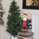 Mark Feldstein & Associates Merry Moose Holding Lantern Natural Brown 17 inch Resin Stone Holiday Door Greeter Figurine