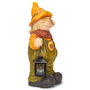 Mark Feldstein & Associates Scarecrow Holding Lantern Natural Brown 17 inch Resin Stone Harvest Door Greeter Figurine