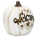 Mark Feldstein & Associates Welcome LED Pumpkin White 7 x 7 Resin Stone Halloween Collectible Figurine