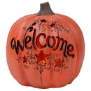 Mark Feldstein Welcome LED Pumpkin Orange 7 x 7 Resin Stone Harvest Collectible Figurine