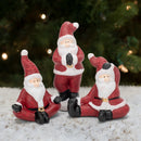 Mark Feldstein & Associates Yoga Santa Rosy Red 6 x 3 Terra Cotta Christmas Holiday Figurines Set of 3