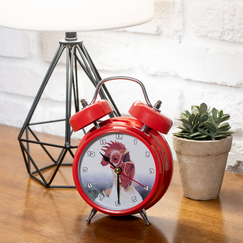Mark Feldstein & Associates Wacky Wakers Red Rooster Bedside Tabletop Alarm Sound Clock