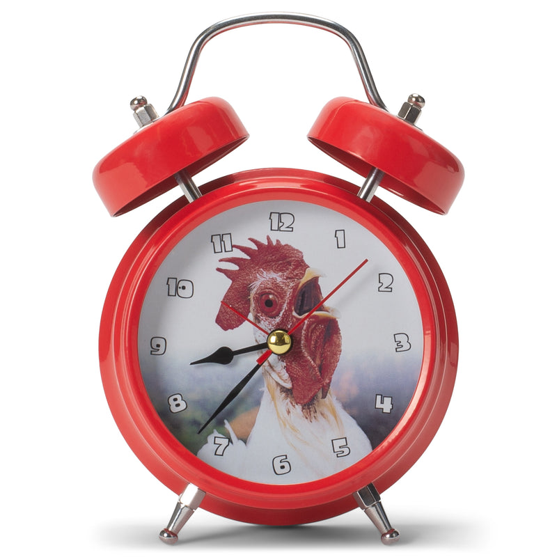 Mark Feldstein & Associates Wacky Wakers Red Rooster Bedside Tabletop Alarm Sound Clock