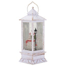 Mark Feldstein & Associates Snowman with Lampost Glitter White 11 x 4 Resin Stone Holiday Candle Lantern