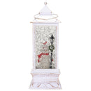 Mark Feldstein & Associates Snowman with Lampost Glitter White 11 x 4 Resin Stone Holiday Candle Lantern