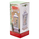 Mark Feldstein & Associates Snowman with Lampost Glitter White 11 x 4 Resin Stone Holiday Candle Lantern