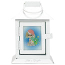 Mark Feldstein & Associates Precious Moments All is Bright White 6 x 4 Glass Steel Holiday Lantern