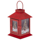 Mark Feldstein & Associates Wild Wings Christmas Tree LED Light Up Red 4 x 6 Inch Metal Decorative Coach Lantern