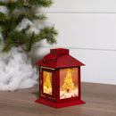 Mark Feldstein & Associates Wild Wings Christmas Tree LED Light Up Red 4 x 6 Inch Metal Decorative Coach Lantern