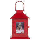 Mark Feldstein & Associates Wild Wings Christmas Tree LED Light Up Red 4 x 6 Inch Metal Decorative Coach Lantern