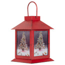 Mark Feldstein & Associates Wild Wings Christmas Tree LED Light Up Red 4 x 6 Inch Metal Decorative Coach Lantern