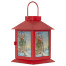 Mark Feldstein & Associates Wintertime Cardinals Sleigh Red 6 x 4 Glass Steel Holiday Decorative Lantern