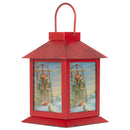 Mark Feldstein & Associates Wintertime Cardinals Sleigh Red 6 x 4 Glass Steel Holiday Decorative Lantern