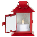 Mark Feldstein & Associates Wintertime Cardinals Sleigh Red 6 x 4 Glass Steel Holiday Decorative Lantern