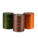 Mark Feldstein & Associates Mirror Pillar Multicolored 4 x 3 Laser Etched Glass Harvest Candles Set of 3