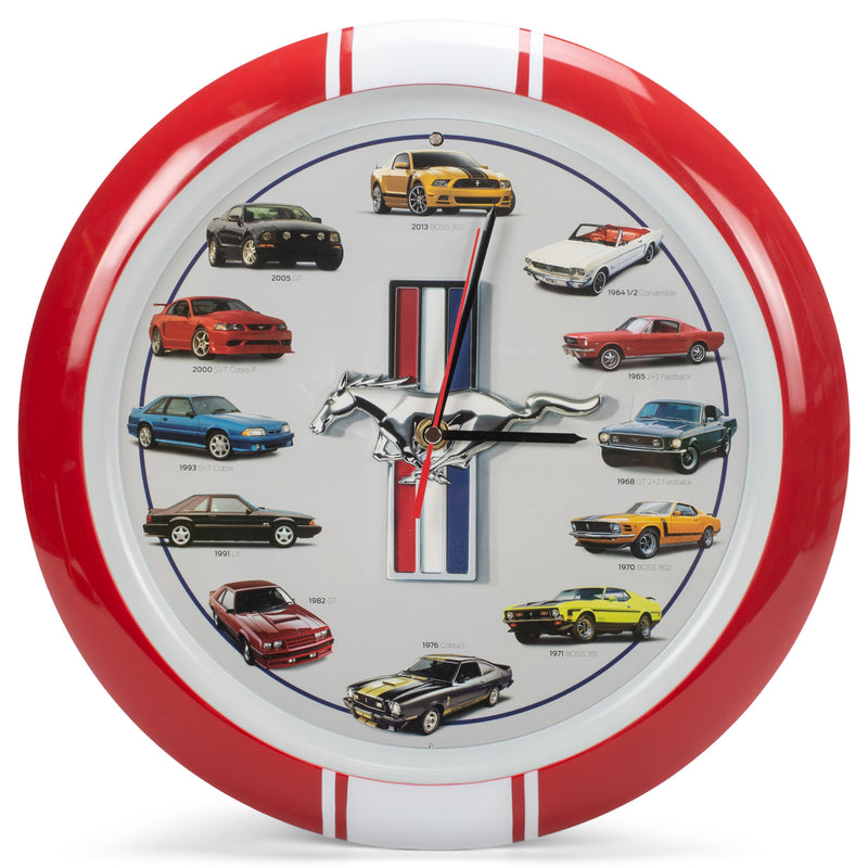 Mark Feldstein & Associates History of Mustang Sound Wall Clock, 13 Inch Red