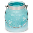 Mark Feldstein & Associates String Lights LED Iced Aqua Blue 6 x 4 Nordic Glass Holiday Lantern Canister