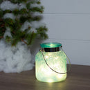 Mark Feldstein & Associates String Lights LED Iced Aqua Blue 6 x 4 Nordic Glass Holiday Lantern Canister