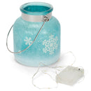 Mark Feldstein & Associates String Lights LED Iced Aqua Blue 6 x 4 Nordic Glass Holiday Lantern Canister