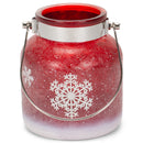 Mark Feldstein & Associates Snowflake String Lights LED Red 6 x 4 Nordic Glass Holiday Lantern Canister