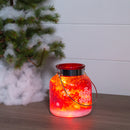 Mark Feldstein & Associates Snowflake String Lights LED Red 6 x 4 Nordic Glass Holiday Lantern Canister