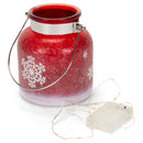 Mark Feldstein & Associates Snowflake String Lights LED Red 6 x 4 Nordic Glass Holiday Lantern Canister