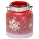 Mark Feldstein & Associates Snowflake String Lights LED Red 6 x 4 Nordic Glass Holiday Lantern Canister