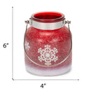 Mark Feldstein & Associates Snowflake String Lights LED Red 6 x 4 Nordic Glass Holiday Lantern Canister