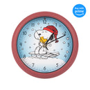 Mark Feldstein & Associates Peanuts Snoopy On Sled Linus and Lucy Sound Blue 8 x 8 Acrylic Holiday Clock