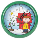 Peanuts Dog House Plays Carols Snowy Blue 8 x 8 Acrylic Holiday Wall Clock