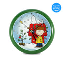 Peanuts Dog House Plays Carols Snowy Blue 8 x 8 Acrylic Holiday Wall Clock