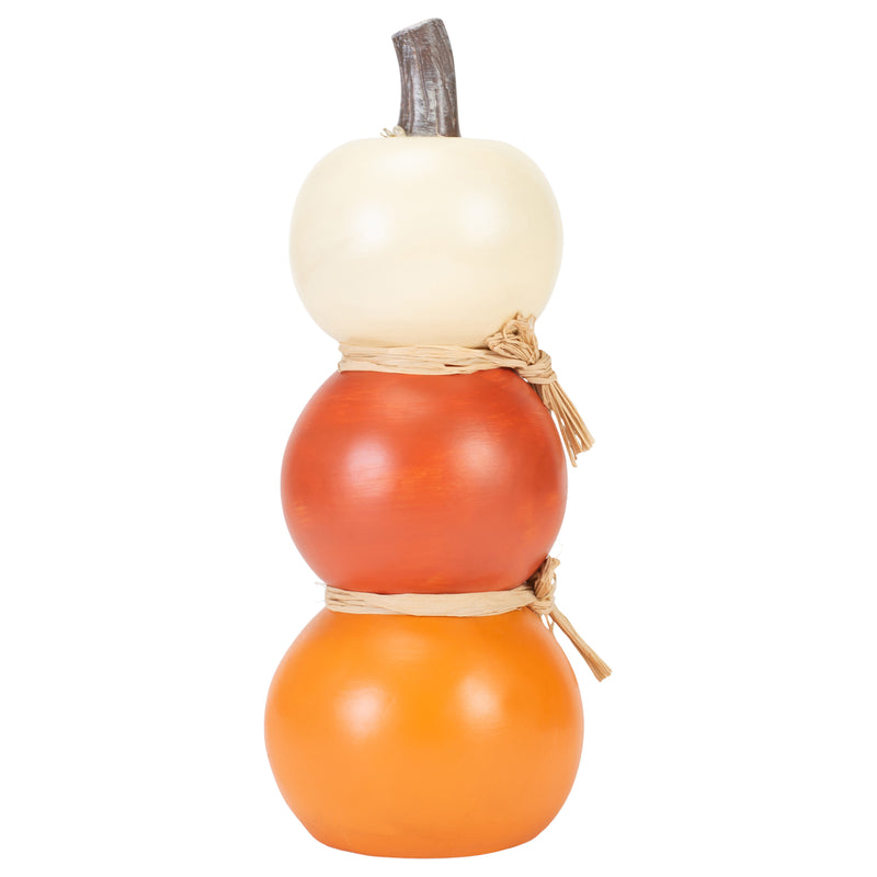 Stacked Jack O Lantern Orange and White 12 x 5 Resin Stone Halloween Figurine