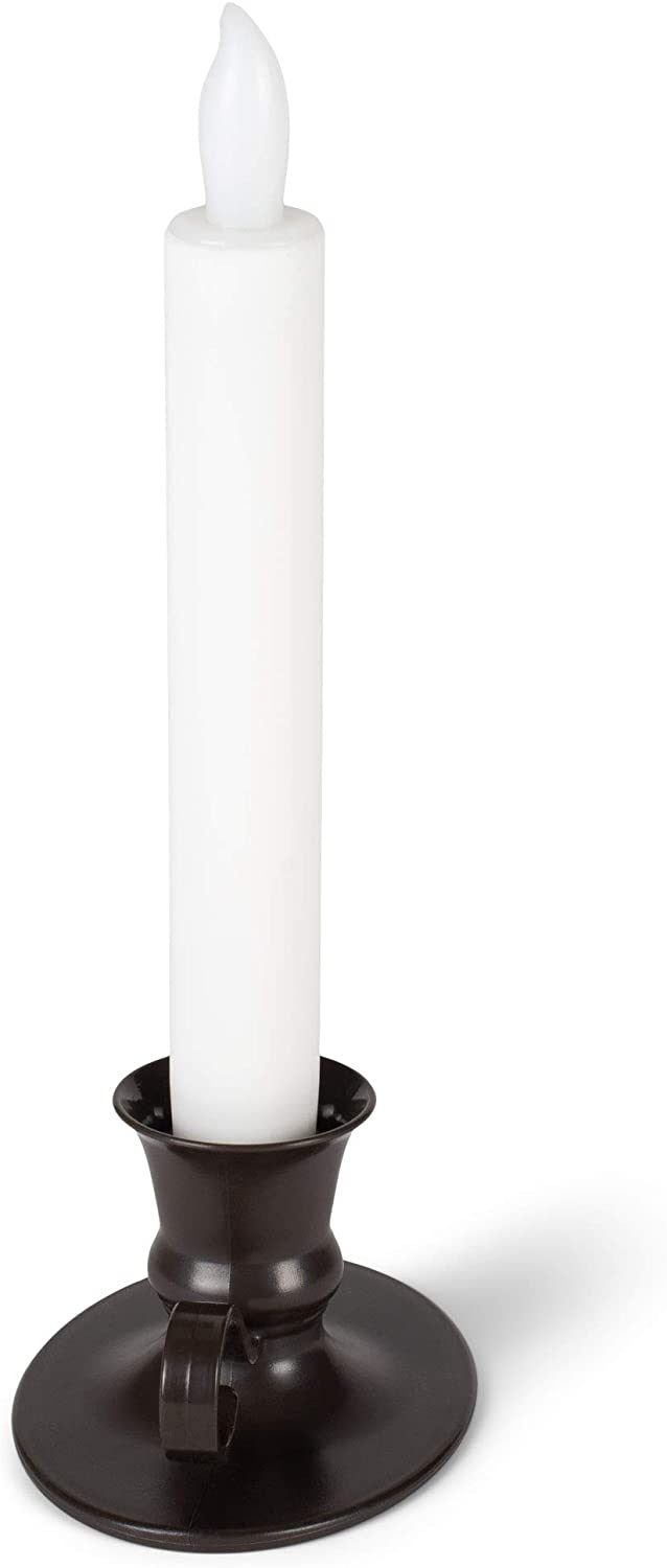 LED Taper Classic White 8 inch Acrylic Flameless Candles Set of 6 with Timer